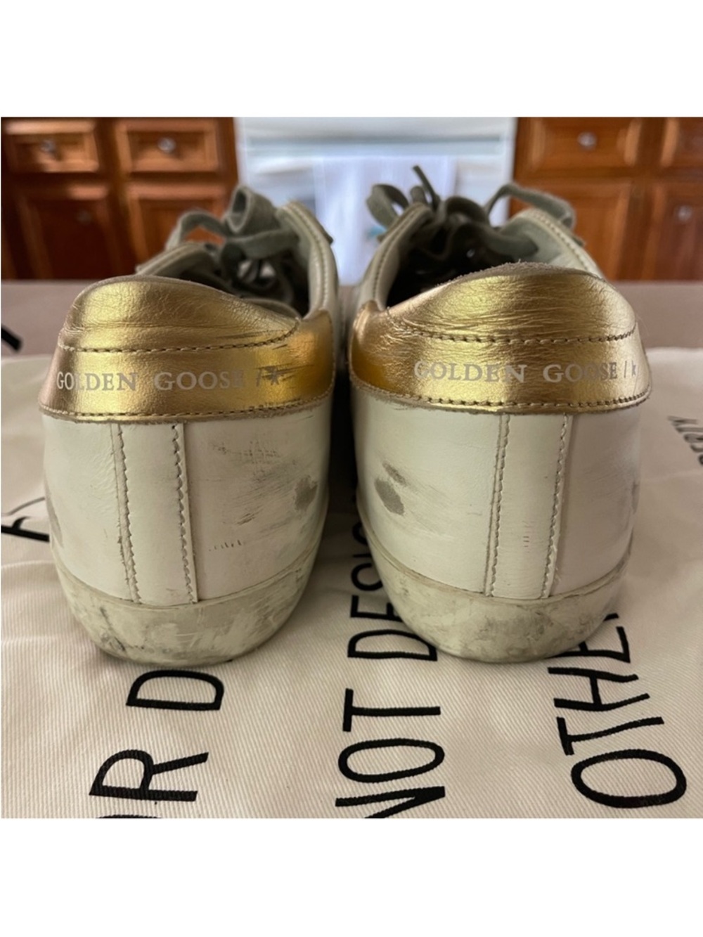 Golden Goose White Sneakers with Mint Green Star Gold excellent condition 39 box - Picture 3 of 4